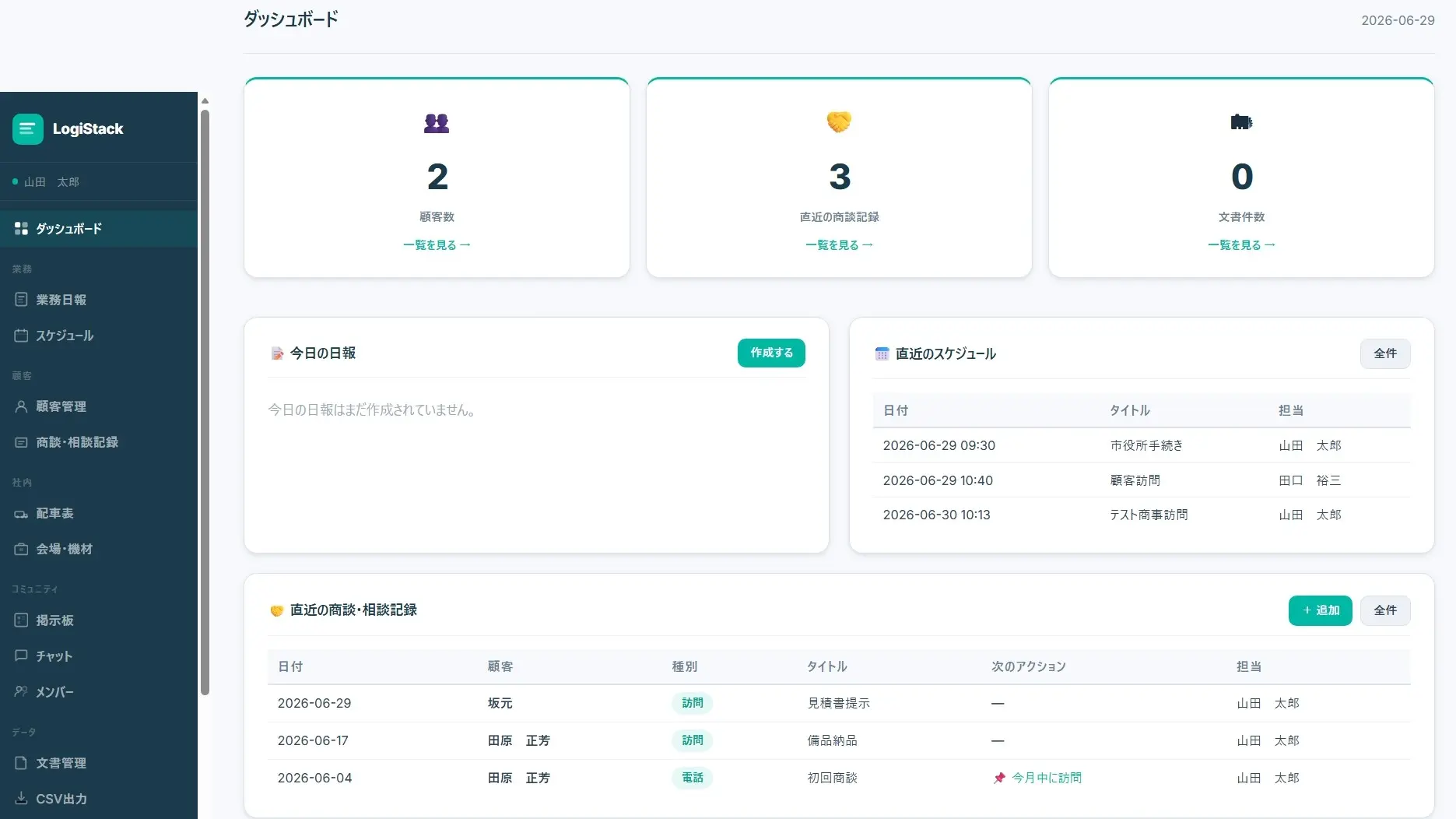 LogiStack ダッシュボード実画面